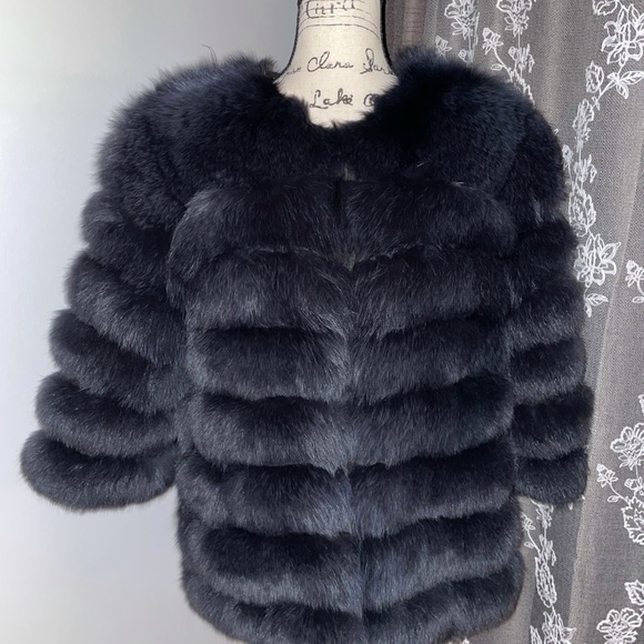 Genuine Fox Fur Jaket Coat Hooded Hood Vest - Picture 4 of 15